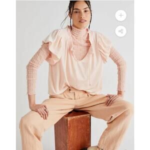 Free People Terese Top Pink Velvet Size XS